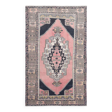 Pink & Navy Blue Classic Persian Rug, 130x225Cm