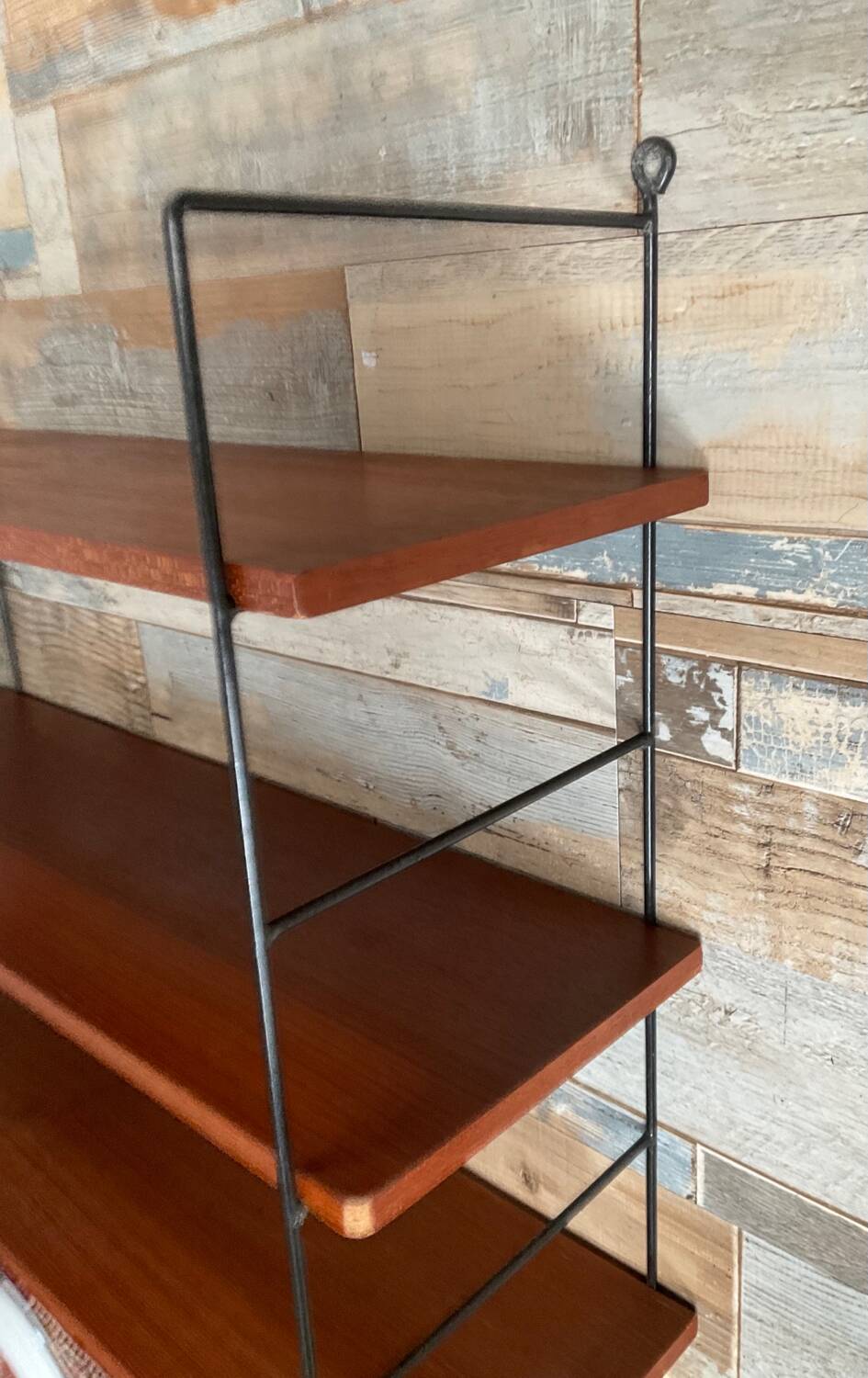 Vintage teak and metal shelf from the 60s