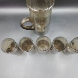 6-piece orangeade set in blown and bubbled gray glass