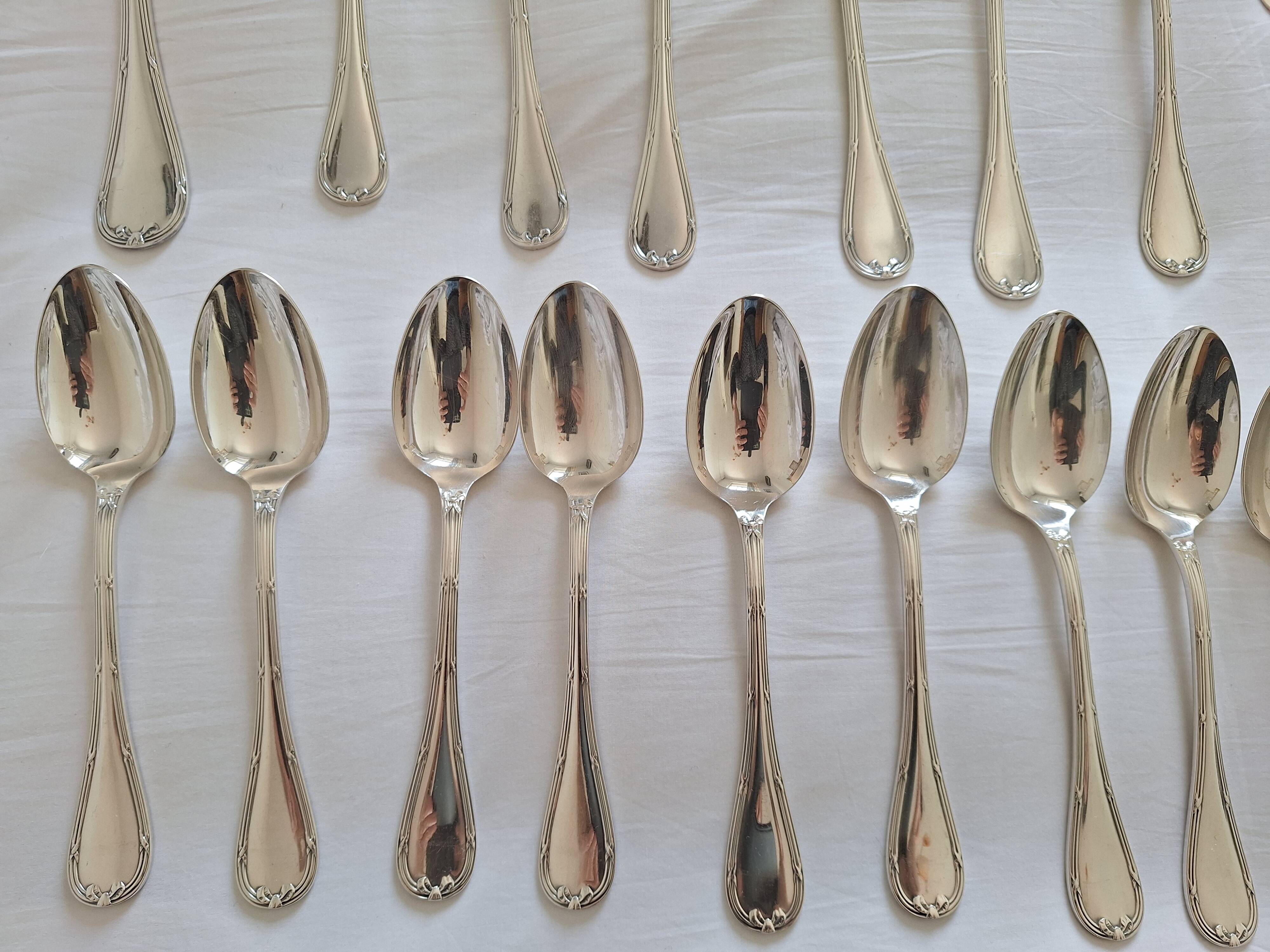 Christofle Rubans Cutlery Set - 133 pieces in silver-plated metal