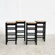 ensemble de quatre tabourets de bar en rotin et bois