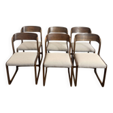 Set of six restored "sledge" Baumann chairs.