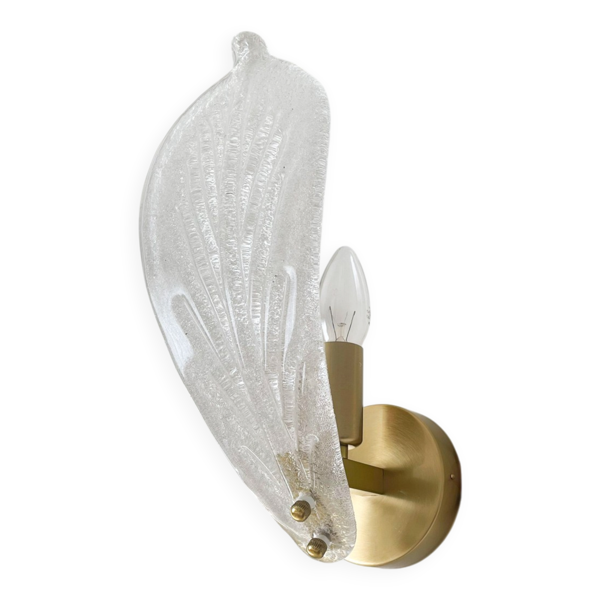 White Murano glass leaf wall light