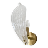White Murano glass leaf wall light