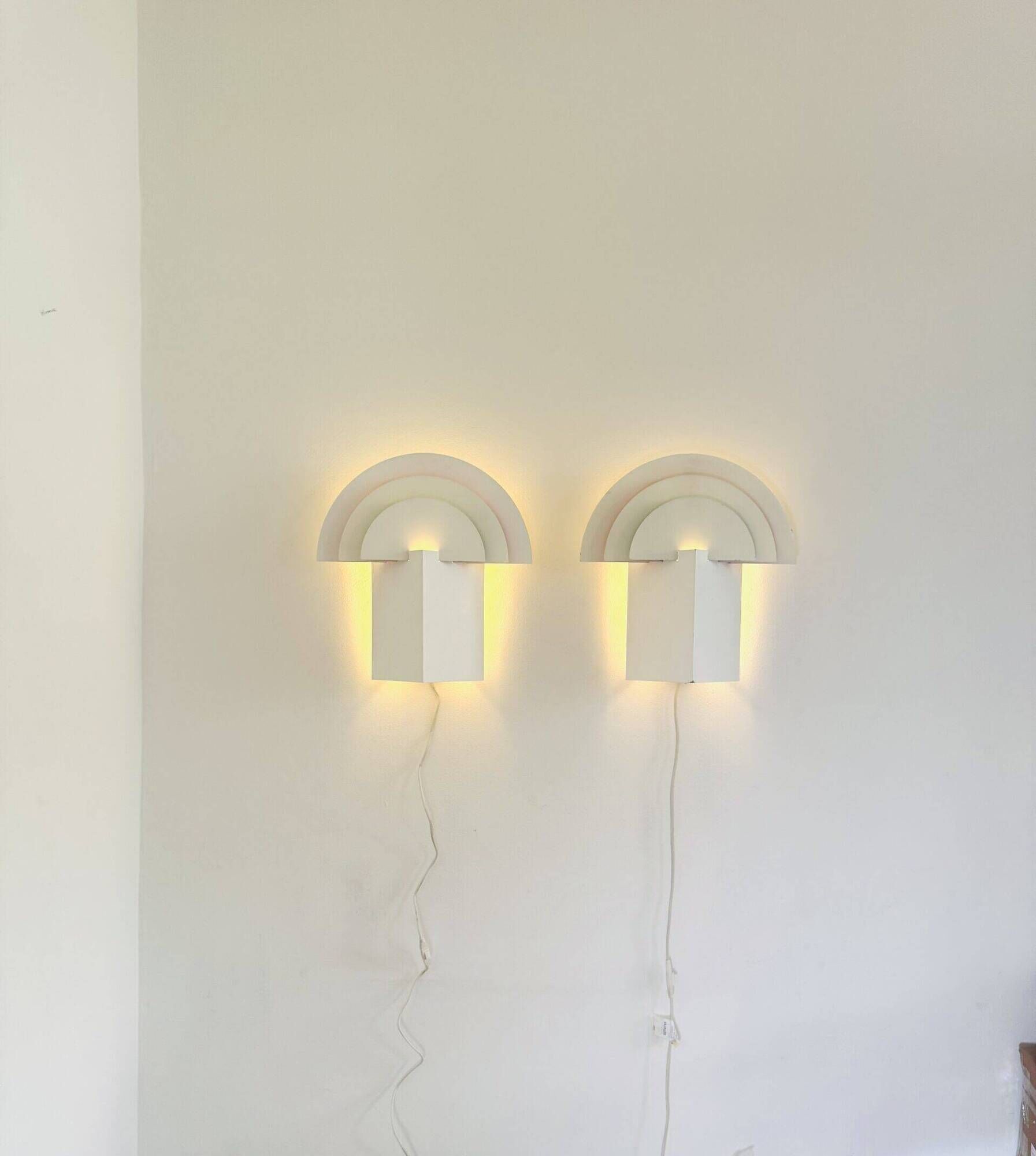 Large Geometric Model 6688 'No Neon' Wall Lamps By Olle Andersson For Boréns, Sweden 1980S