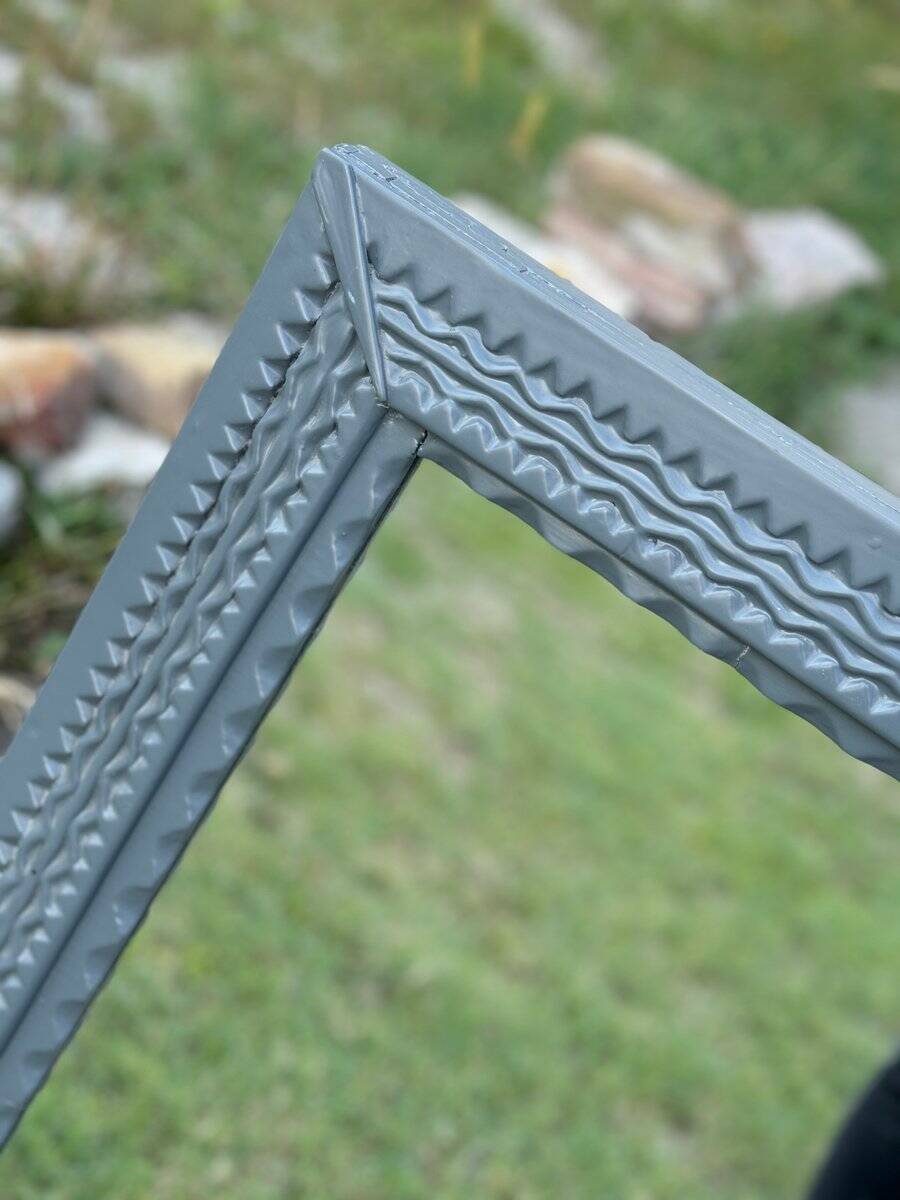 Pair of large sculpted mirrors in painted grey wood, antique style (1900s)