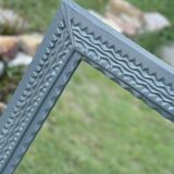 Pair of large sculpted mirrors in painted grey wood, antique style (1900s)