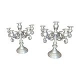 Pair of solid tin candlesticks