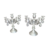 Pair of solid tin candlesticks