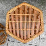 Pair of rattan side or bedside tables