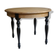 Table ronde en chêne cérusé, pieds teintés cirés