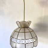 Suspension vintage en nacre et laiton