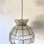 Suspension vintage en nacre et laiton