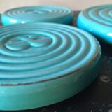 Set under flat and bottle bottom in turquoise ceramic