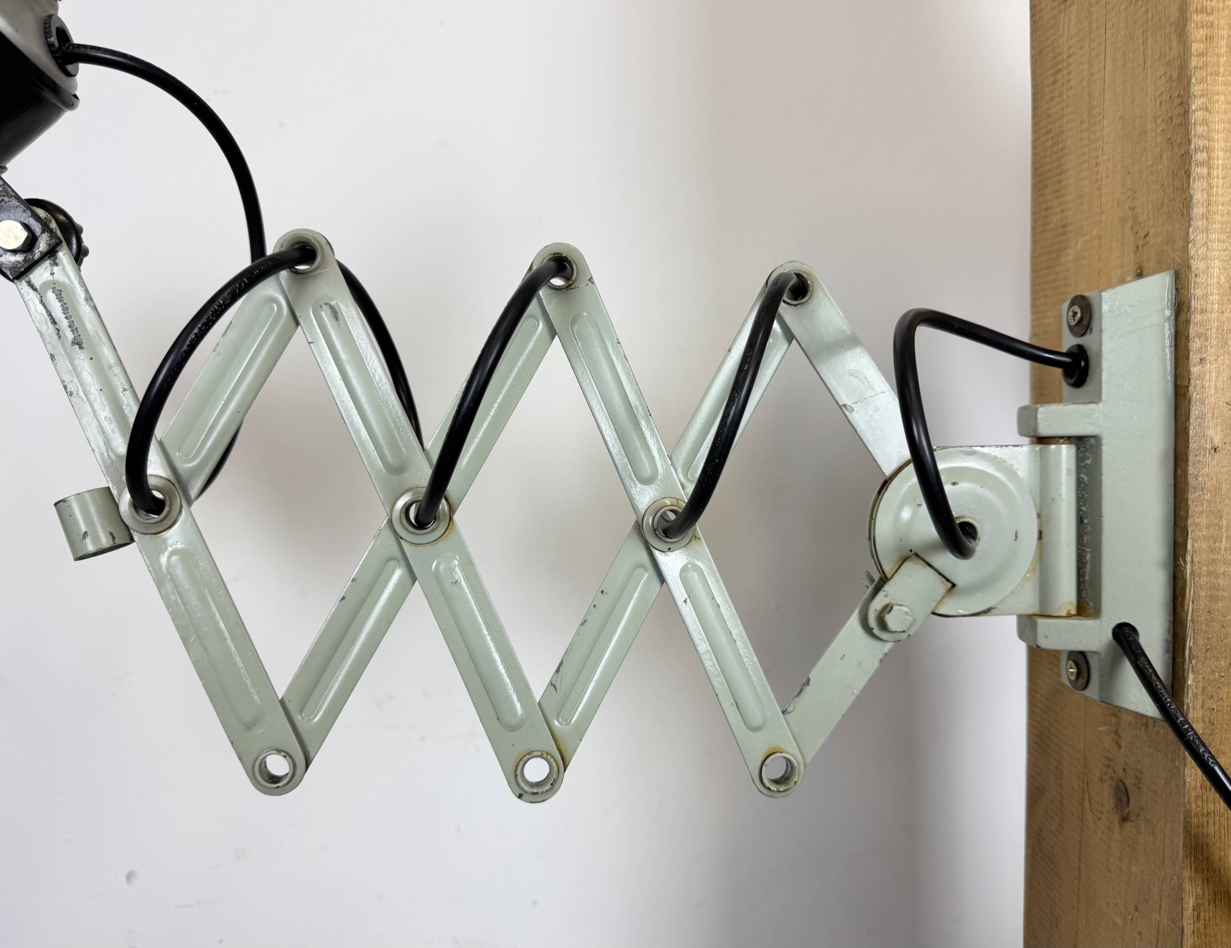 Industrial Black Enamel Scissor Wall Lamp, 1950s