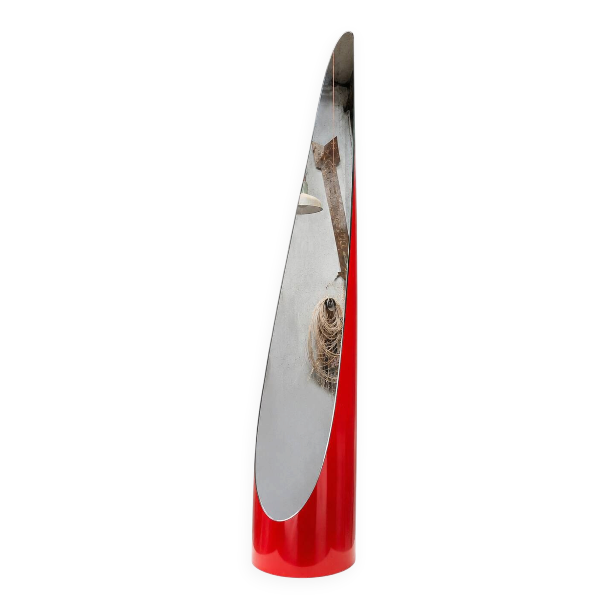 Sculptural mirror Space Age red lacquered — Italy, 1970s
