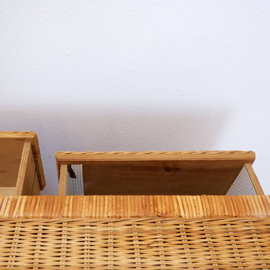 Vintage wicker chest of drawers - 1960s