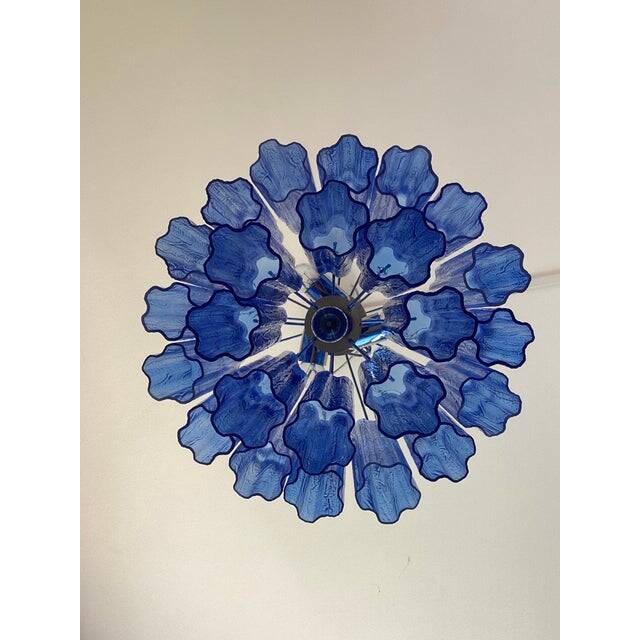 Contemporary blue "tronchi" murano glass sputnik chandelier