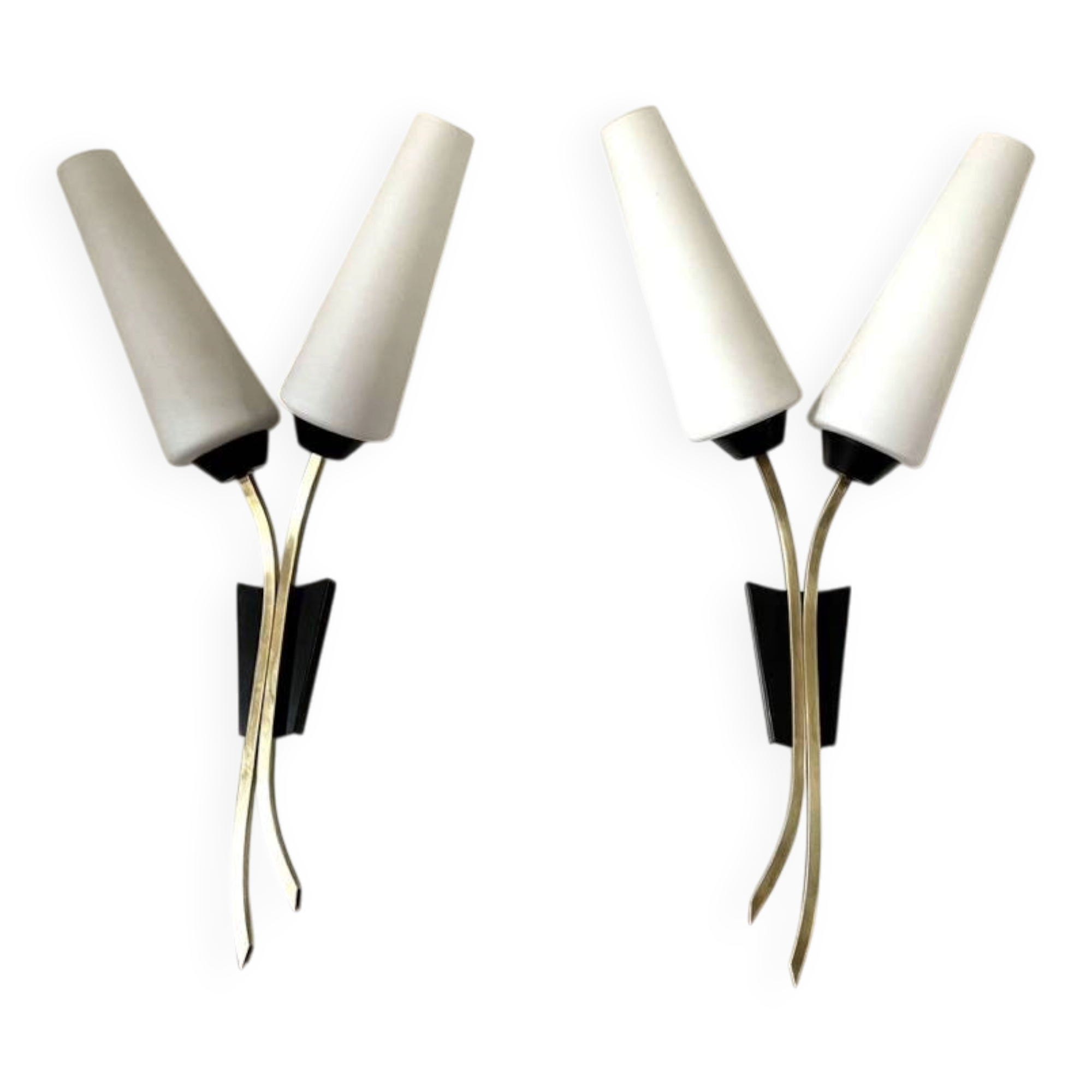 Paire de grandes appliques doubles Arlus,