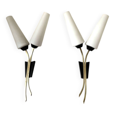 Paire de grandes appliques doubles Arlus,