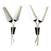 Pair of large double wall lights by Arlus,