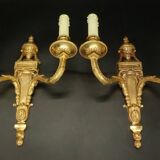 Pair of large wall lights, ram's heads, Louis XVI style - gilded bronze