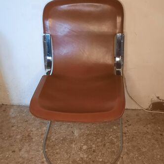 Chaise cuir et chrome Cidue  Italie