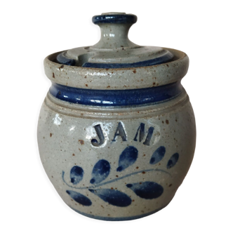 Artisanal stoneware jam jar