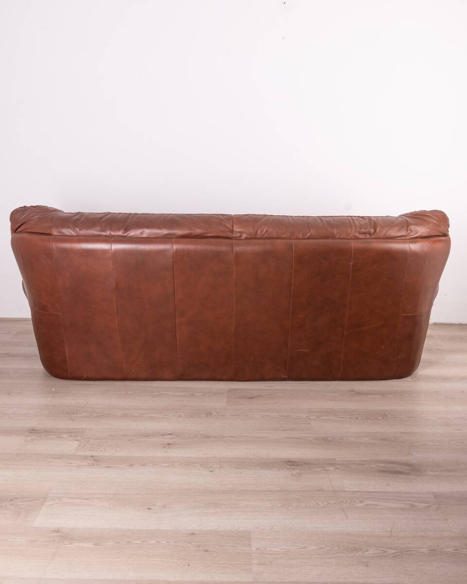 Vintage sofa from the 70s in genuine brown leather italian design