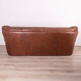 Vintage sofa from the 70s in genuine brown leather italian design