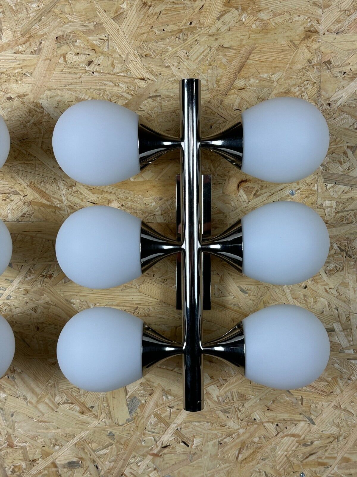 2x 60s 70s 6-bulb Sputnik wall lights by Kaiser Leuchten opal glass