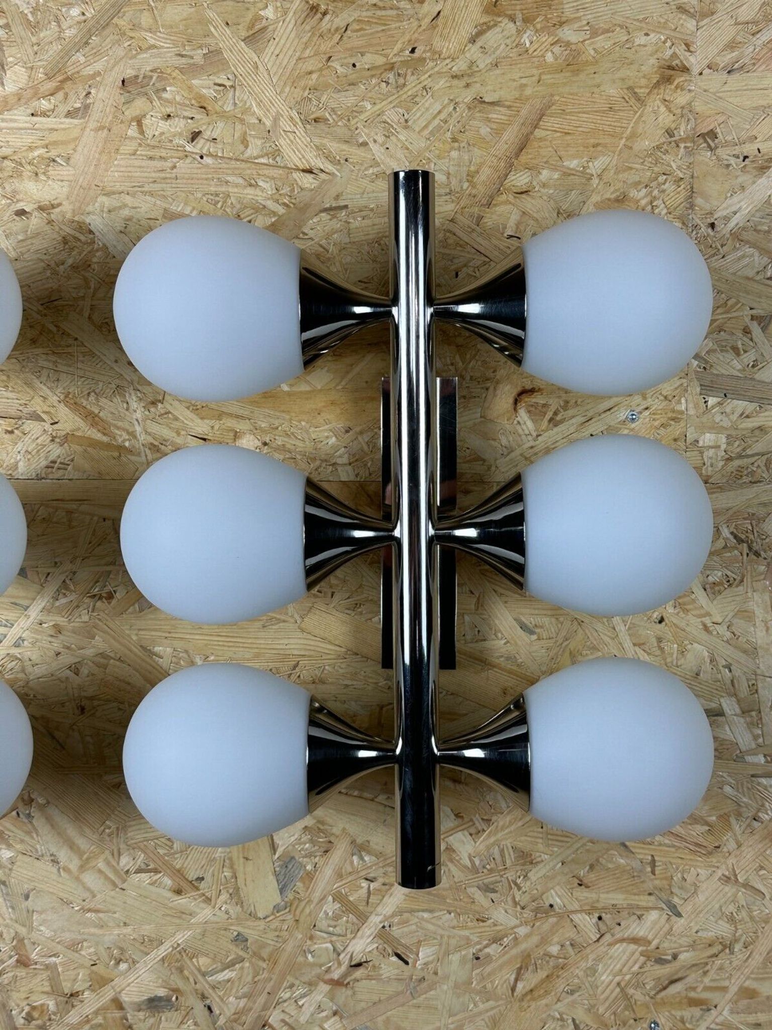 2x 60s 70s 6-bulb Sputnik wall lights by Kaiser Leuchten opal glass