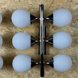 2x 60s 70s 6-bulb Sputnik wall lights by Kaiser Leuchten opal glass