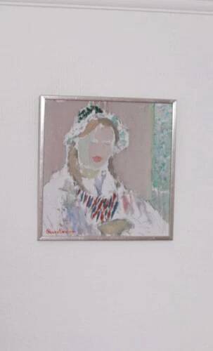 Swedish Oil on Panel “Portrait of Woman” by Rune Persson Vintage& Framed 31×30cm