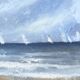 Vintage painting "Stormy Sky & Sailboats" – Signed canvas painting