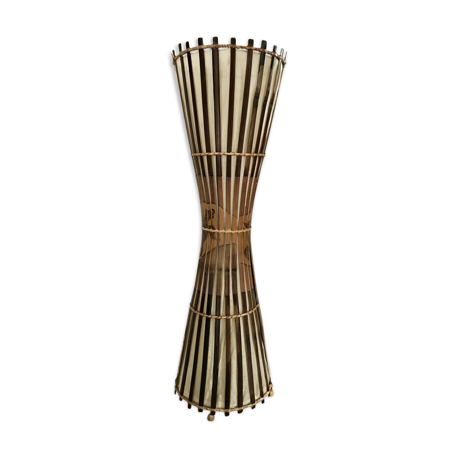 Lampadaire vintage bambou et rotin