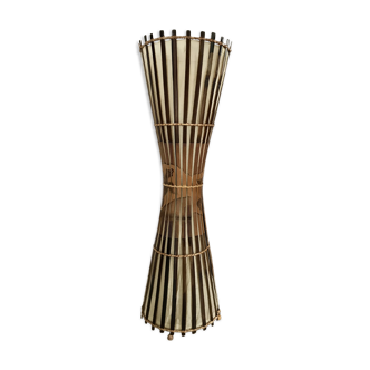 Vintage bamboo and rattan floor lamp