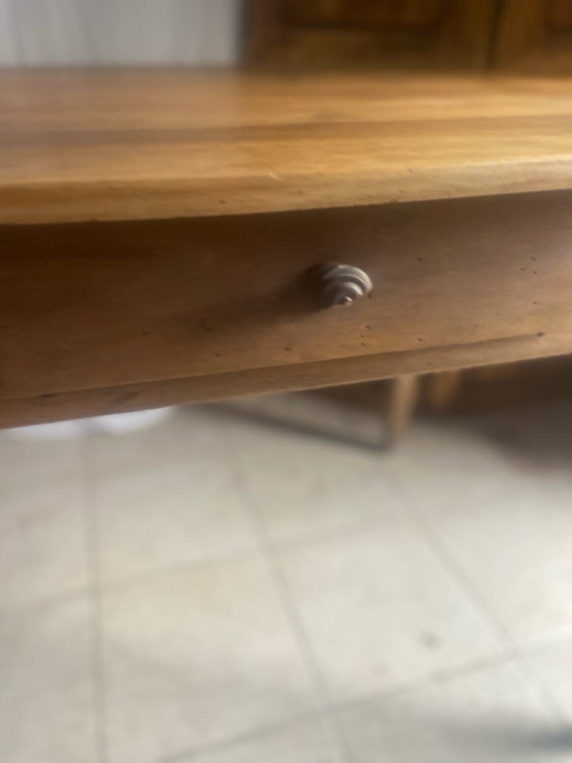 Antique walnut farmhouse table for four people