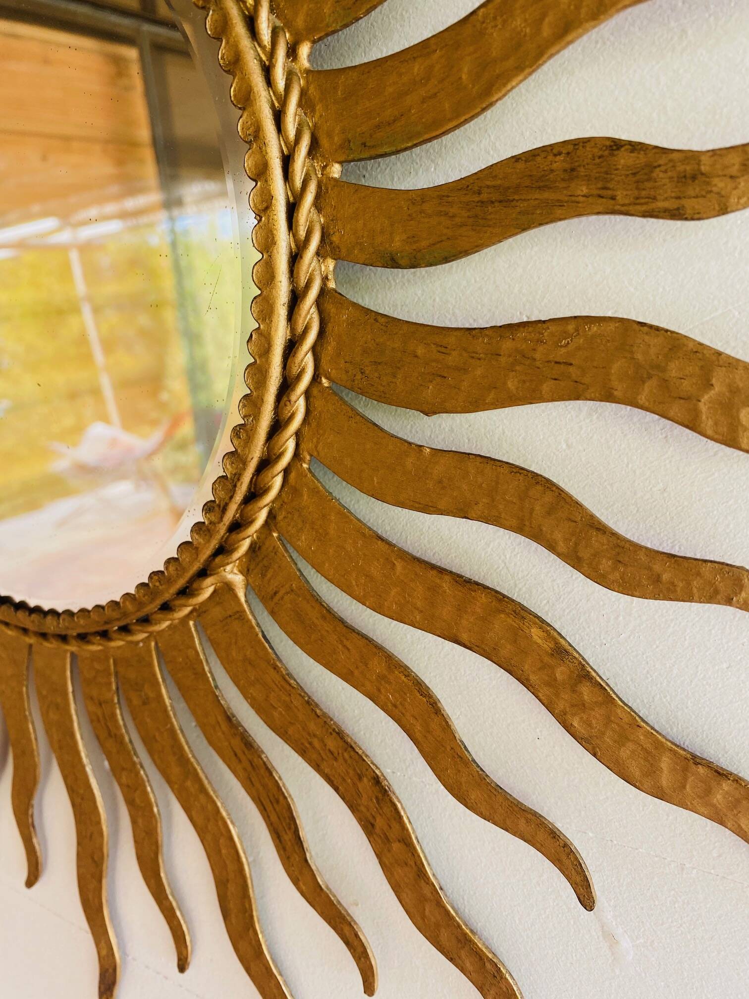 Golden sun mirror 50cm from the 70s.