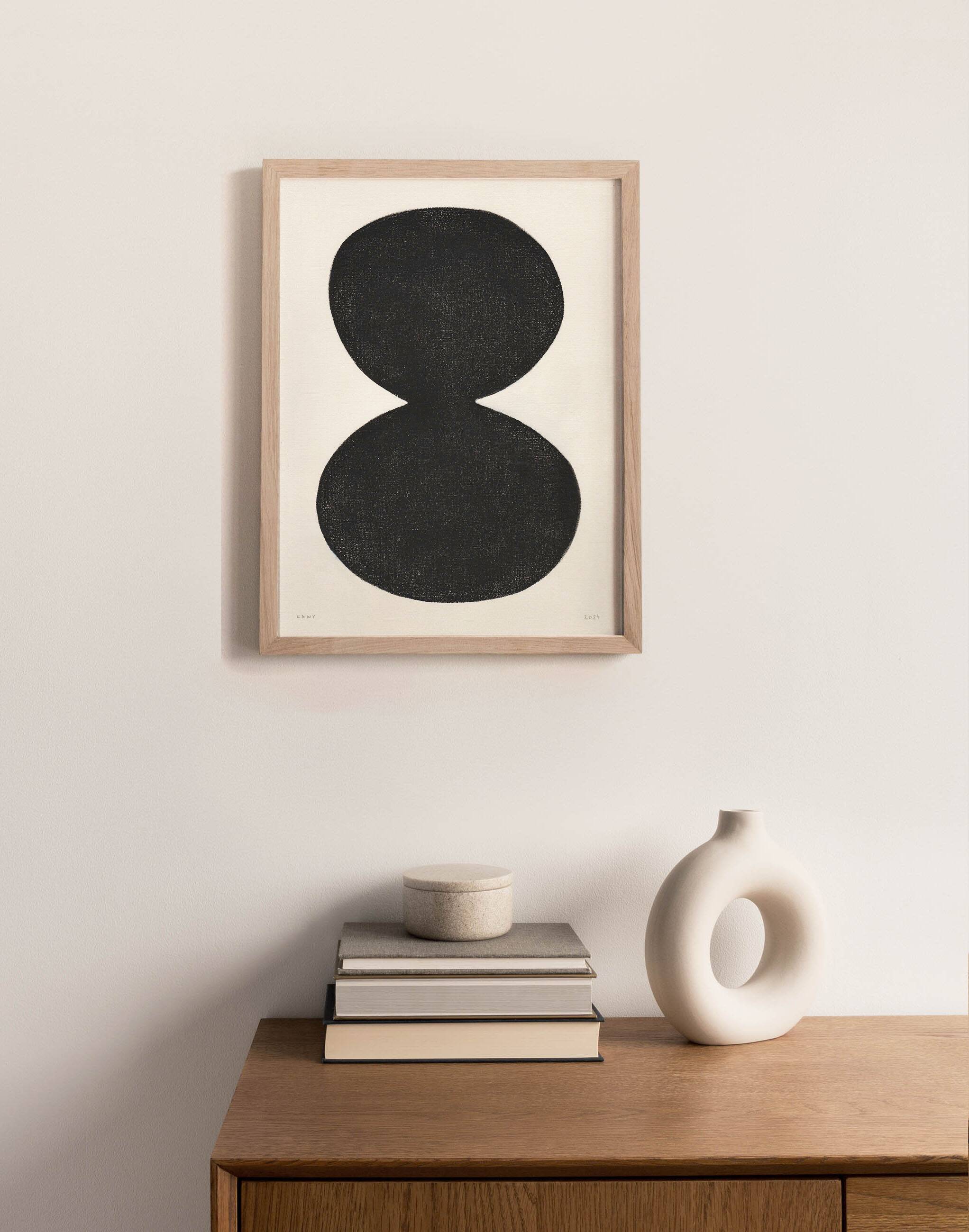 Abstract painting on paper - black illustration signed eawy