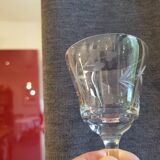 12 crystal wine glasses engraved with floral patterns