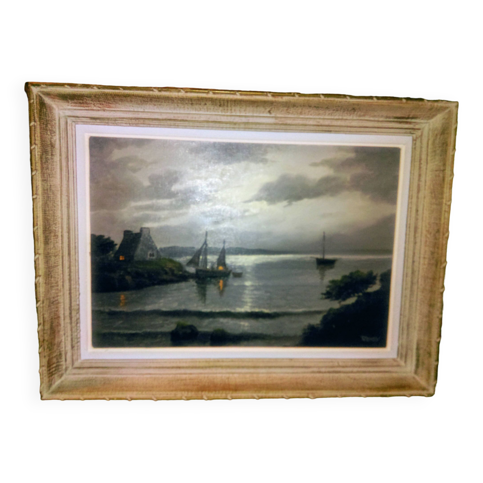 Oil painting.st Breton marine signed (reney 1890/1959)