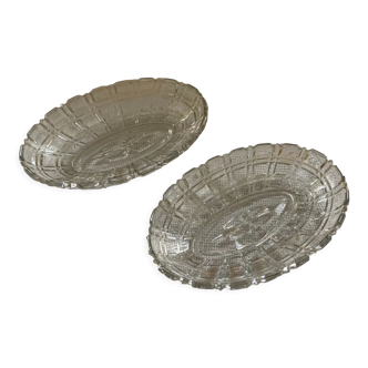 Pair of vintage 1950/60 glass raviers