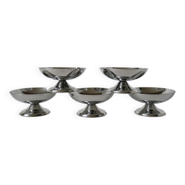 set of 5 designer stainless steel bowls 1970 9 x 5 cm