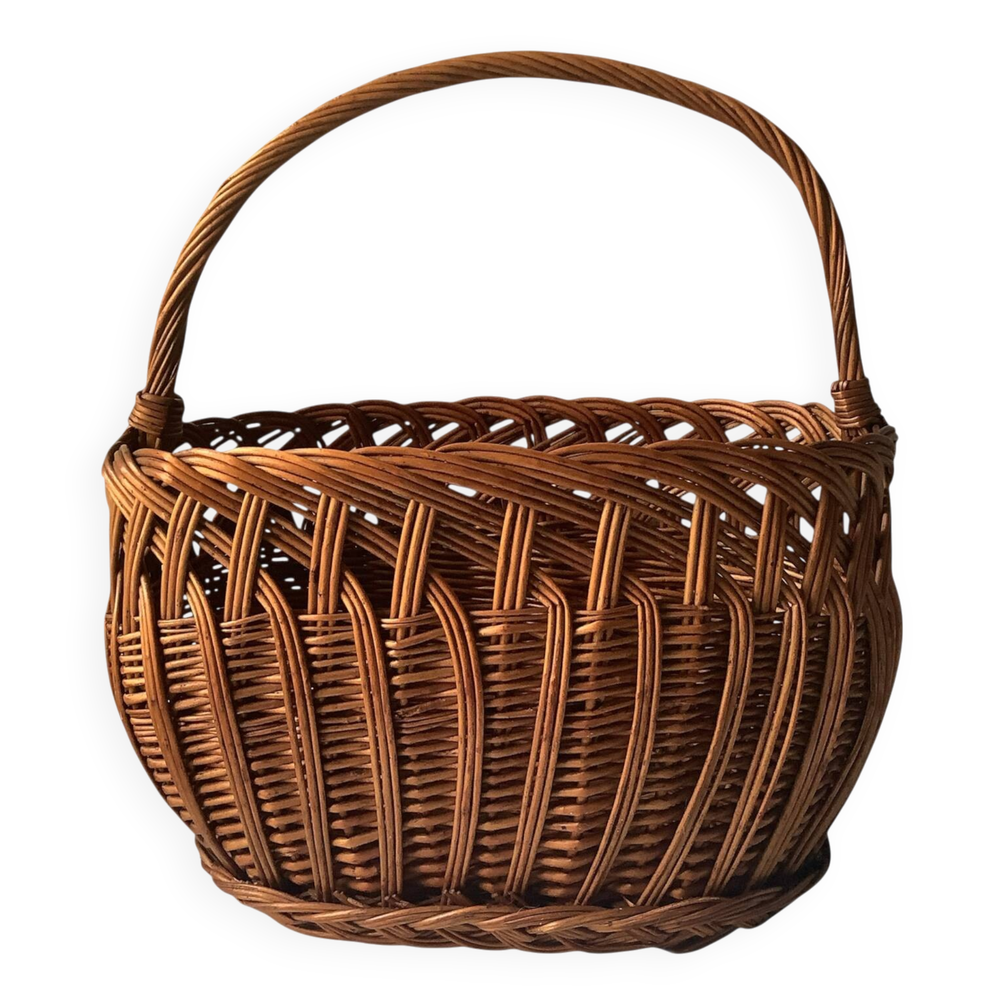 Antique woven wicker basket – Rustic folk art