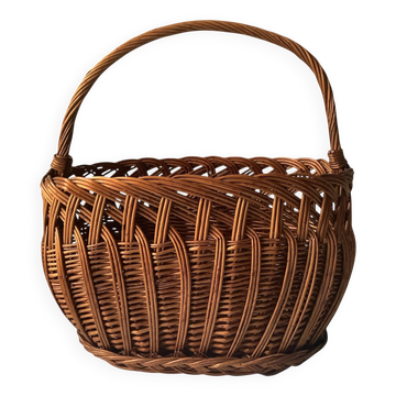 Panier ancien en osier tressé – Art populaire rustique
