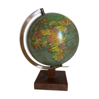 Vintage globe 1960 terrestrial Girard Barrère glass wood - 29 cm