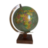 Vintage globe 1960 terrestrial Girard Barrère glass wood - 29 cm