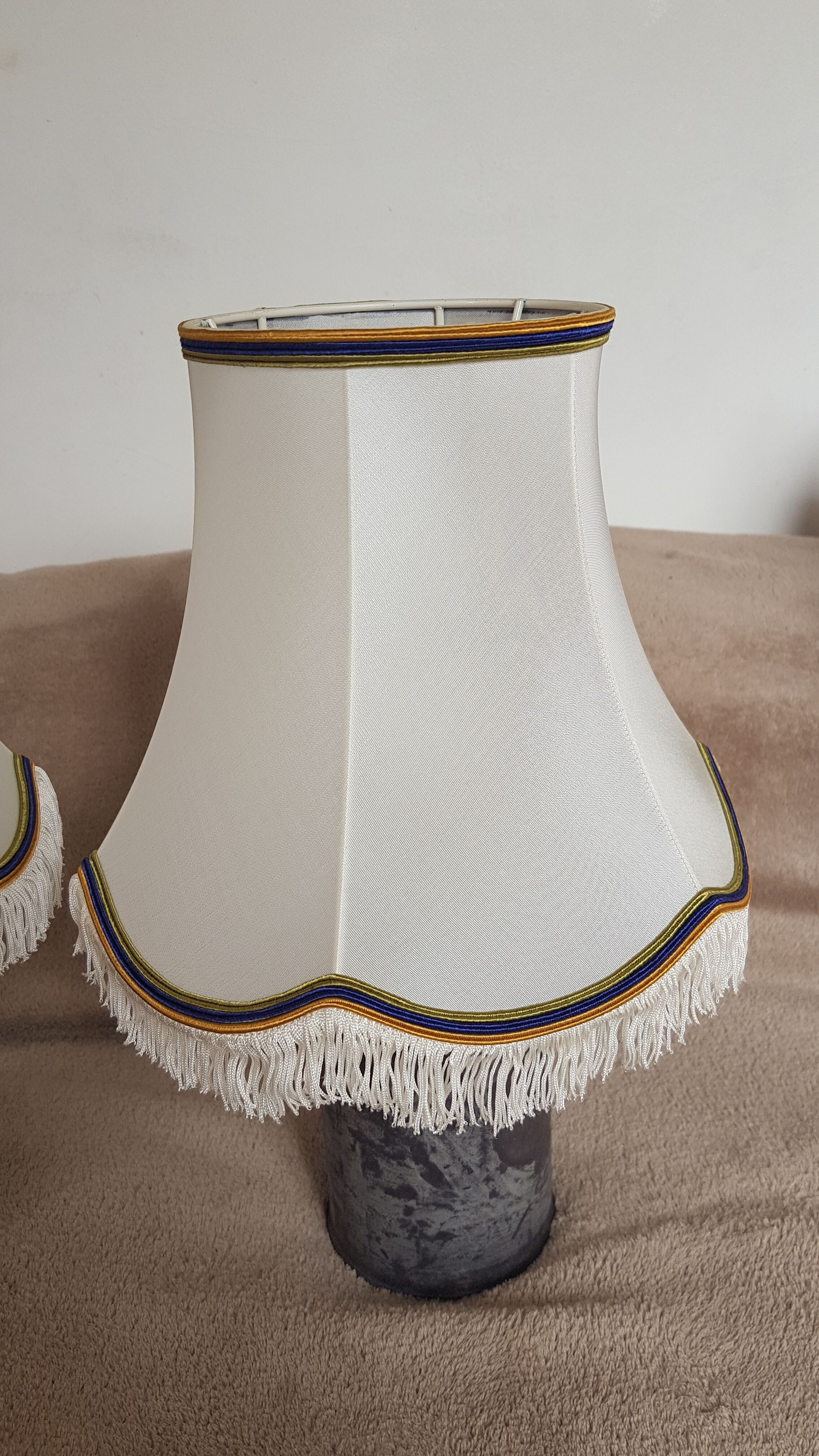 2 handmade lampshades in satin silk canvas