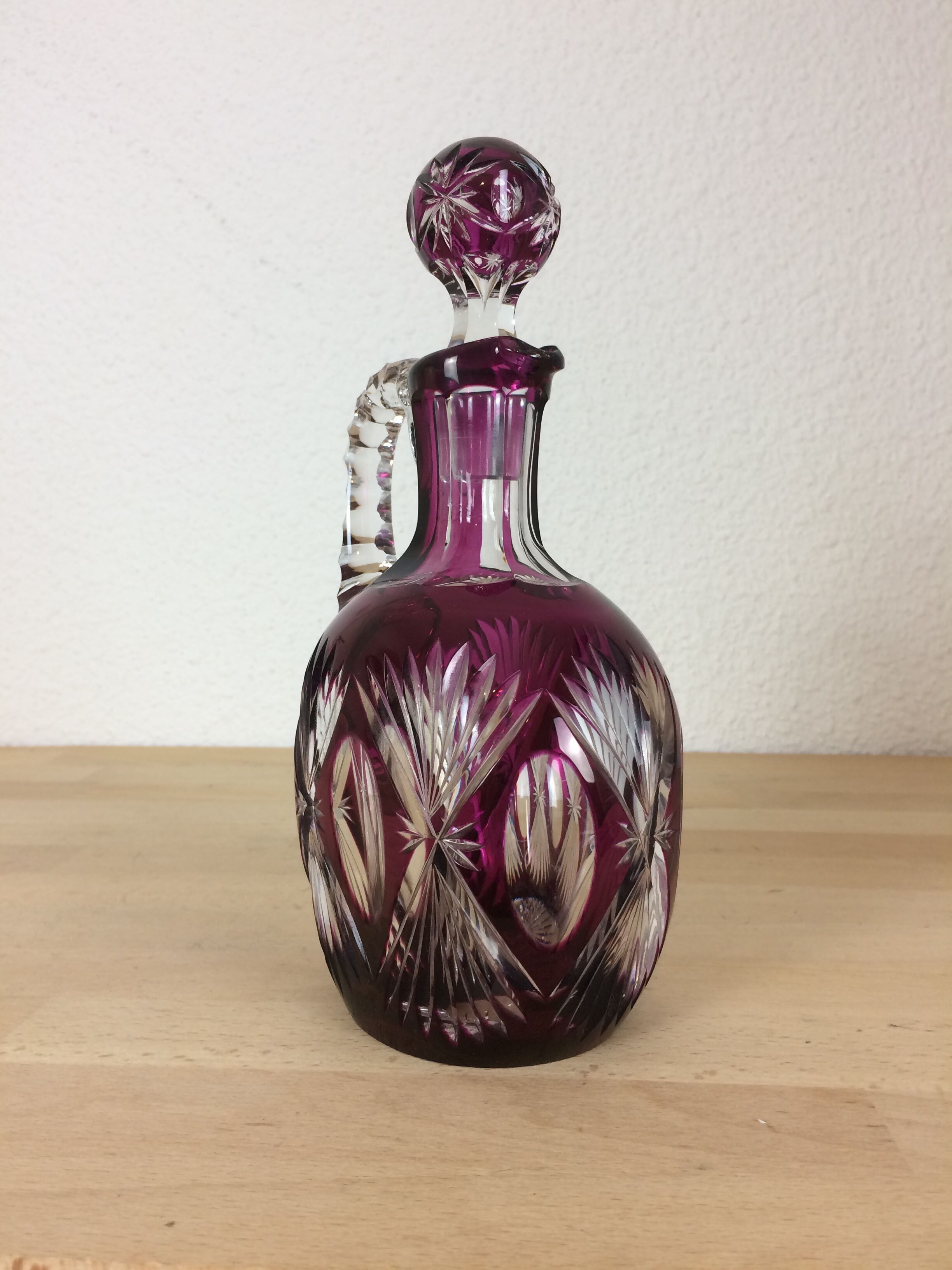 Val Saint Lambert double-layer red cut crystal carafe